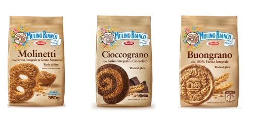 Barilla / Mulino Bianco TESTPAKET Mulino Bianco Cioccograno 330g - Molinetti 350g - Buongrano 350g kekse 100 Percent Vollkorn biscuits cookies 3 Stück von Mulino Bianco