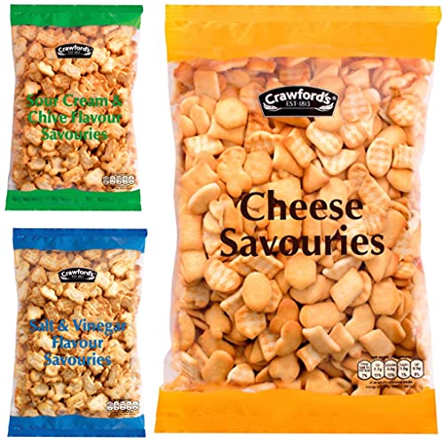 Crawfords Savouries Bundle Käse, 300 g, Salz & Essig, 250 g, Sour Cream & Chive, 250 g Beutel von Multiple