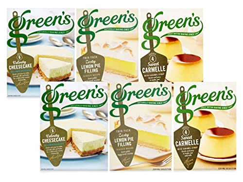 Greens Backset | 6 Stück | Samtige Käsekuchenmischung 259 g x 2, Zitronenpie Füllung 140 g x 2 und Carmelle Dessert-Mix 70 g x 2 von Multiple