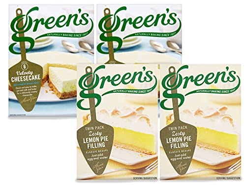 Greens Baking Classics | 4 Stück | Samtige Käsekuchenmischung 259 g x 2, Zitronenpie Füllung 140 g x 2 von PONLEE