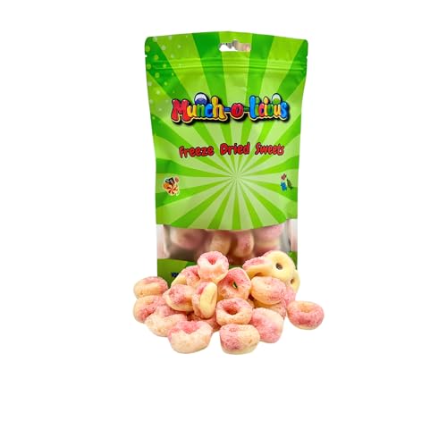 Munch-o-licious Gefriergetrocknete Süßigkeiten 150g - Peach Rings - Bunte Gefriergetrocknete Bonds - Leckerer Snack - Ideal für Unterwegs - Lustiger Naschen - Süß-Sauer Geschmack von Munch-o-licious