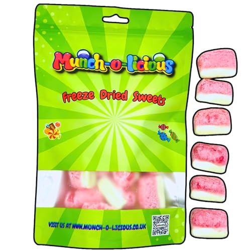 Munch-o-licious Gefriergetrocknete Süßigkeiten 150g - Wassermelon - Bunte Gefriergetrocknete Bonds - Leckerer Snack - Ideal für Unterwegs - Lustiger Naschen - Süß-Sauer Geschmack von Munch-o-licious