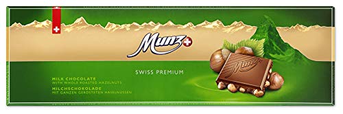 Munz Schokolade Milch Haselnuss | Milchschokolade mit ganzen Haselnüssen | 8 Tafeln á 300g | Edle Schokolade | Swiss Premium Chocolate | Großpackung 2,4 kg Schokoladentafeln aus der Schweiz von Munz