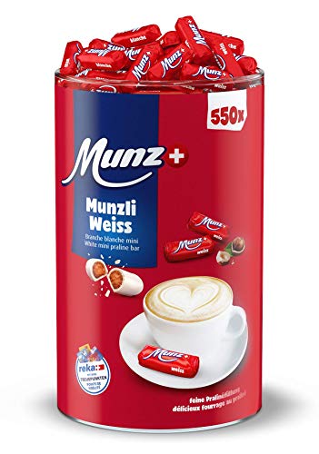 Munzli Mini-Praliné Milch | WEIßE SCHOKOLADE | von Munz | Schweizer Schokolade | Weiss | 2,5 kg Großpackung | ca. 500 Stück | Feine Pralinen | mit gerösteten Haselnuss-Splittern von Munz