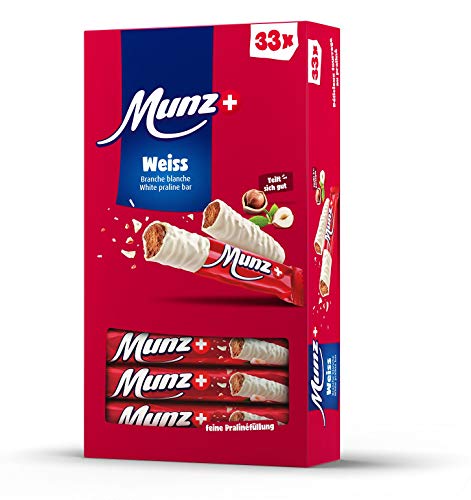 Schweizer Schokolade | MUNZ Prügeli Weiss | Branches | 33 Praliné Schokoladenriegel á 23g im Thekendisplay | 759g Großpackung | Maestrani Schokolade | Glutenfrei von Munz