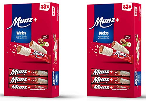 Set 2 x MUNZ Prügeli Weiße Schokolade | Schweizer Schokolade | Branches Classic | 2 x 33 = 66 Praliné Schokoladenriegel | 1,58 kg Großpackung Mix | Maestrani Weiße Prügli | Glutenfrei von Munz