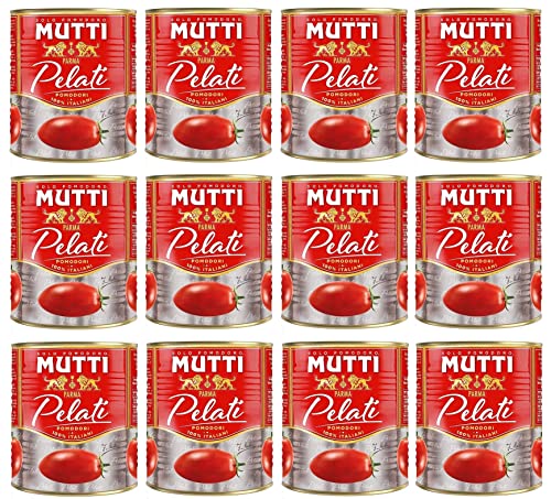 12x Mutti Pomodori Pelati Geschälte Tomaten 100 % italienische Tomaten 800g Dose Tomaten Sauce von Mutti