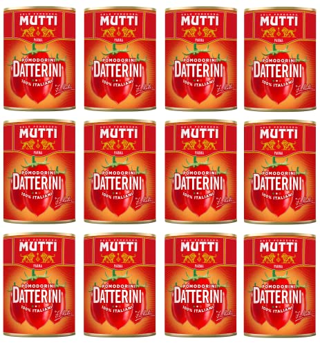 12x Mutti Pomodorini Datterini Kirschtomaten Datterini süßer Geschmack längliche Form italienisches Sauce Tomaten 400g Dose von Mutti