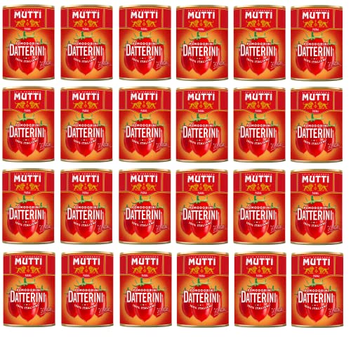 24x Mutti Pomodorini Datterini Kirschtomaten Datterini süßer Geschmack längliche Form italienisches Sauce Tomaten 400g Dose von Mutti