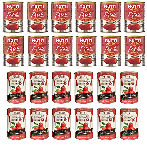 Testpaket Pomodori Pelati Italiani Mutti geschälte Tomaten + Italian Gourmet italienische geschälte Tomaten ( 24 x 400g ) von Mutti