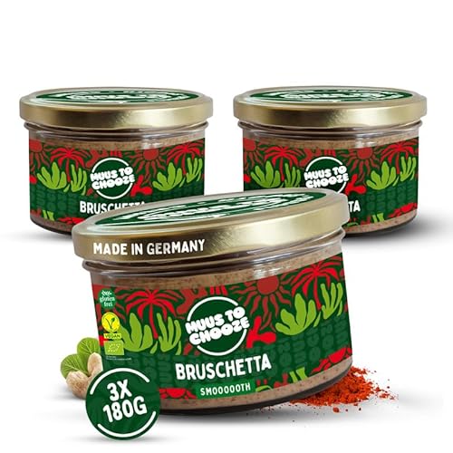 Muus to Chooze - Bruschetta Creme Brotaufstrich 3x180g – Aufstrich Vegan, Bio & Zusatzstofffrei – Mit Cashewnüssen, Kräutern und Tomaten – Geschmeidige Textur – Ideal für Pasta, Bowls und Dressings von Muus to Chooze