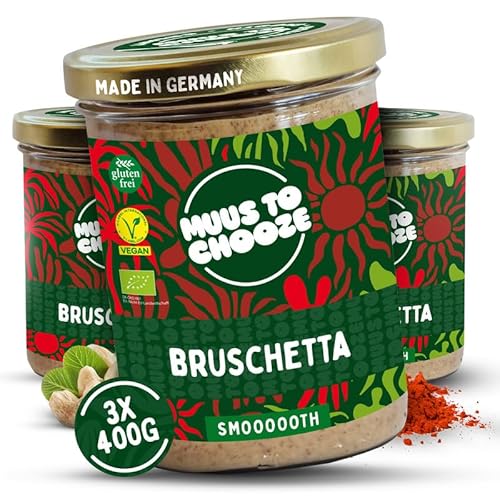 Muus to Chooze - Bruschetta Creme Brotaufstrich 3x400g – Aufstrich Vegan, Bio & Zusatzstofffrei – Mit Cashewnüssen, Kräutern und Tomaten – Geschmeidige Textur – Ideal für Pasta, Bowls und Dressings von Muus to Chooze