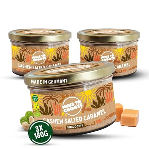 Muus to Chooze - Cashew Salted Caramel Brotaufstrich 3x180g – Aufstrich Vegan, Bio & Zusatzstofffrei – Mit Cashews, Kokosblütenzucker & Meersalz – Geschmeidige Textur – Ideal als Snack & Topping von Muus to Chooze