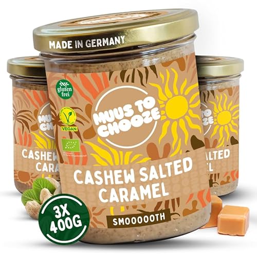 Muus to Chooze - Cashew Salted Caramel Brotaufstrich 3x400g – Aufstrich Vegan, Bio & Zusatzstofffrei – Mit Cashews, Kokosblütenzucker & Meersalz – Geschmeidige Textur – Ideal als Snack & Topping von Muus to Chooze