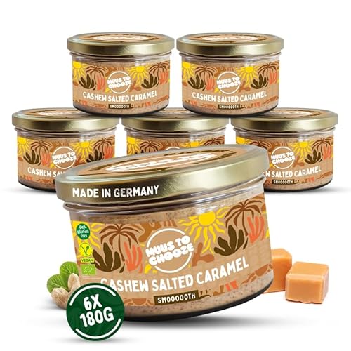 Muus to Chooze - Cashew Salted Caramel Brotaufstrich 6x180g – Aufstrich Vegan, Bio & Zusatzstofffrei – Mit Cashews, Kokosblütenzucker & Meersalz – Geschmeidige Textur – Ideal als Snack & Topping von Muus to Chooze