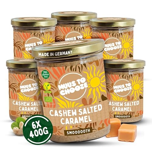 Muus to Chooze - Cashew Salted Caramel Brotaufstrich 6x400g – Aufstrich Vegan, Bio & Zusatzstofffrei – Mit Cashews, Kokosblütenzucker & Meersalz – Geschmeidige Textur – Ideal als Snack & Topping von Muus to Chooze