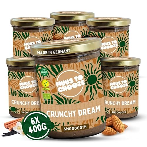 Muus to Chooze - Crunchy Dream Brotaufstrich 6x400g – Aufstrich Vegan, Bio & Zusatzstofffrei – Gebrannte Mandelcreme mit Mandelmus, Kokosblütenzucker & Gewürzen – Ideal als Snack & Topping von Muus to Chooze