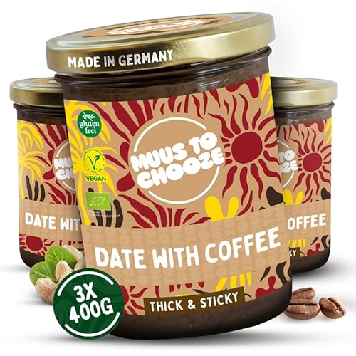 Muus to Chooze - Date with Coffee Brotaufstrich 3x400g – Aufstrich Vegan, Bio & Zusatzstofffrei – Mit Dattelsirup, Kaffee und Cashew – Geschmeidige Textur – Ideal als Aufstrich, Snack & Topping von Muus to Chooze