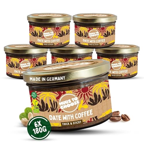 Muus to Chooze - Date with Coffee Brotaufstrich 6x180g – Aufstrich Vegan, Bio & Zusatzstofffrei – Mit Dattelsirup, Kaffee und Cashew – Geschmeidige Textur – Ideal als Aufstrich, Snack & Topping von Muus to Chooze