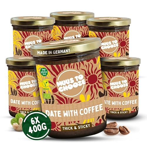 Muus to Chooze - Date with Coffee Brotaufstrich 6x400g – Aufstrich Vegan, Bio & Zusatzstofffrei – Mit Dattelsirup, Kaffee und Cashew – Geschmeidige Textur – Ideal als Aufstrich, Snack & Topping von Muus to Chooze