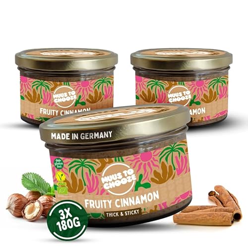 Muus to Chooze - Fruity Cinnamon Brotaufstrich 3x180g – Aufstrich Vegan, Bio & Zusatzstofffrei – Reich an Antioxidantien - Mit Haselnuss, Himbeer & Zimt – Ideal als Aufstrich & Topping von Muus to Chooze