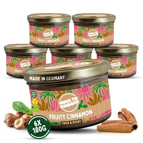 Muus to Chooze - Fruity Cinnamon Brotaufstrich 6x180g – Aufstrich Vegan, Bio & Zusatzstofffrei – Reich an Antioxidantien - Mit Haselnuss, Himbeer & Zimt – Ideal als Aufstrich & Topping von Muus to Chooze