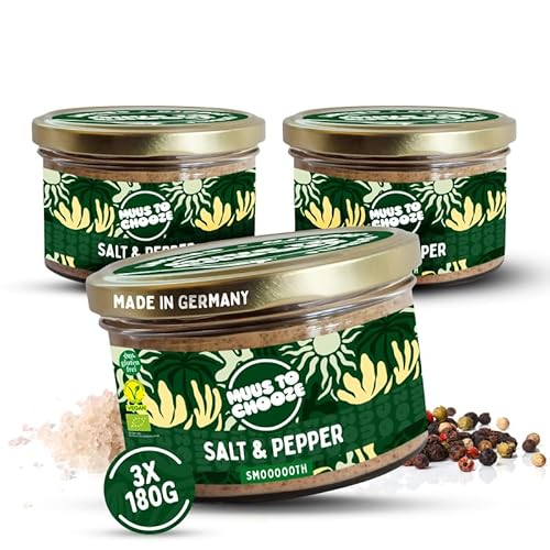 Muus to Chooze - Salt and Pepper Brotaufstrich 3x180g - Aufstrich Vegan, Bio & Zusatzstofffrei – Pikante & proteinreiche Cashew-Creme mit Pfeffer und Salz - Ideal als Aufstrich & Topping von Muus to Chooze