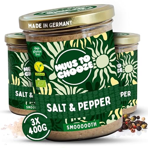 Muus to Chooze - Salt and Pepper Brotaufstrich 3x400g - Aufstrich Vegan, Bio & Zusatzstofffrei – Pikante & proteinreiche Cashew-Creme mit Pfeffer und Salz - Ideal als Aufstrich & Topping von Muus to Chooze