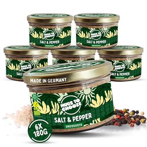 Muus to Chooze - Salt and Pepper Brotaufstrich 6x180g - Aufstrich Vegan, Bio & Zusatzstofffrei – Pikante & proteinreiche Cashew-Creme mit Pfeffer und Salz - Ideal als Aufstrich & Topping von Muus to Chooze