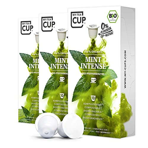 My Tea Cup - TEEKAPSELN MINT INTENSE 3 x 10 BIO-PFEFFERMINZTEE für Nespresso®³-Kapselmaschinen I 100% industriell kompostierbar & nachhaltig – 0% Alu… von My-TeaCup