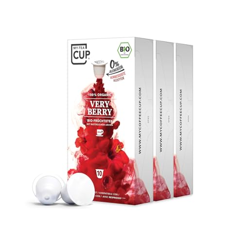 My Tea Cup - TEEKAPSELN VERY BERRY 3 x 10 BIO-FRÜCHTETEE I 30 Kapseln für Nespresso®³-Kapselmaschinen I 100% industriell kompostierbar & nachhaltig – 0% Aluminium… von My-TeaCup