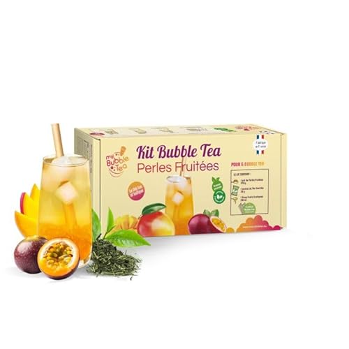 BUBBLE TEA MANGO KIT – 6 BUBBLE TEA – Zuckerrohrstrohhalme inklusive – Vegan und glutenfrei von MyBubbleTea