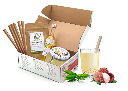 Bubble Tea Litchi Set – 8 Getränke – ohne künstliche Farbstoffe – vegan und glutenfrei – 8 Trinkhalme gratis von MyBubbleTea