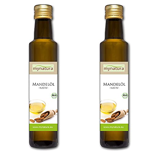 Mynatura Bio Mandelöl 2x 250ml I Nativ I Kaltgepresst I Rohkostqualität I Vitaminreich I Hautpflege I Vegan I Naturkosmetik I DE-ÖKO-044 I 250ml (2 x 250ml) von mynatura