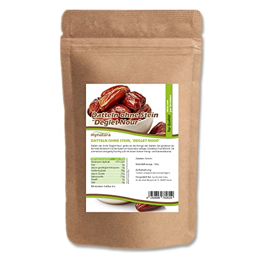 Mynatura Datteln ohne Stein I Deglet Nour I Getrocknete Früchte I Trockenfrüchte I Natürlich Süß I Snack I Vegan I Dattelsüße I Dates I Im Beutel (2kg) von mynatura