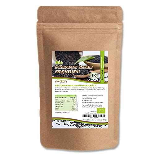 Mynatura Bio Schwarzer Sesam ungeschält Beutel I Nussiger Geschmack I Zum Kochen und Backen I Sushi I Asiatische Küche I Naturprodukt I Rein pflanzlich (2x 1000g) von mynatura