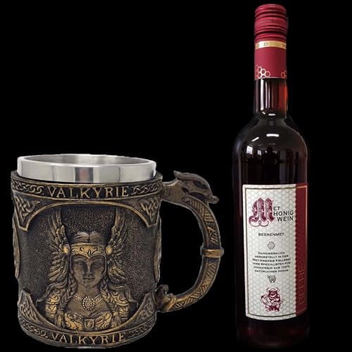 Geschenkset Krug Valkyrie inklusive Met - Honigwein Beerenmet Wikinger Wikingertrunk (Honigwein) (Beerenmet) von MystiCalls