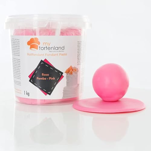 Zuckerteig | Rollfondant | Zuckermasse | Fondant 1-5kg | 26 Farben | Perfekt zum Modellieren von Figuren und Dekorationen | Halal & Koscher (Rosa 1 kg) von Mytortenland