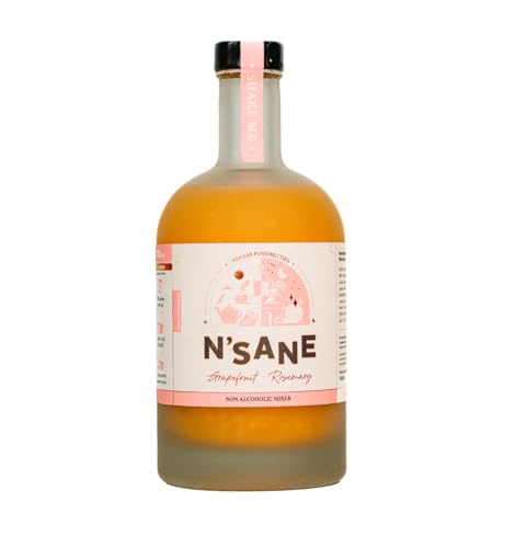 N'SANE Grapefruit-Rosmarin Alkoholfreie cocktails 500ml - Bittersüß mit würzigem Charme, Premium Alkoholfreies Aperitif Getränk, Zuckerfrei, 100% natürlichen Inhaltsstoffen, Vegan, Perfekt für Partys von N'sane