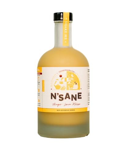 N'SANE Ingwer-Zitronenmelisse Alkoholfreie cocktails 500ml - Erfrischend, warm & würzig, Premium Aperitif Alkoholfrei, Zuckerfrei, 100% natürlichen Inhaltsstoffen, Vegan, Perfekt für Partys von N'sane