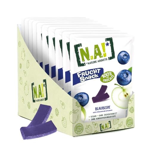 NA! - Fruchtsnack Blaubeere/Apfel - gesunder Snack für unterwegs und zwischendurch - softe Fruchtstückchen zu 100% aus Früchten, ohne Zuckerzusatz, vegan - 10er-Pack (10x35g) von NA!