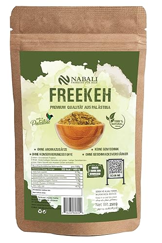 NABALI FAIRKOST FÜR ALLE Freekeh nach Ottolenghi – Gerösteter grüner Hartweizen – Vollkorn Frikeh aus dem Nahen Osten (250 g) von NABALI FAIRKOST FÜR ALLE