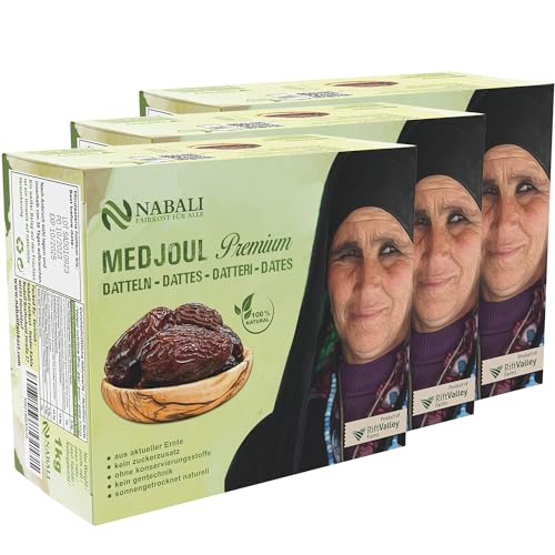 NABALI FAIRKOST FÜR ALLE Medjool Medjoul Datteln aus Palästina - 100% naturell vegan aromatisch traditionell frisch & orientalisch I ohne Konservierungsstoffe (3 kg) von NABALI FAIRKOST FÜR ALLE