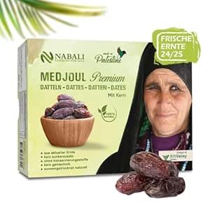 NABALI FAIRKOST FÜR ALLE NABALI FAIRKOST Premium Medjool Datteln aus Palästina 100% Natürlich Aromatisch Traditionell Frisch Orientalisch I frische Ernte I Vegan I 1 kg (1er Pack), Small/Medium von NABALI FAIRKOST FÜR ALLE