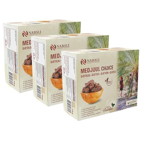 Nabali Fairkost für Alle Medjoul - Medjool Datteln Choice I - 100% natürlich frisch soft I honigsüß & karamellig I Herkunft: Palästina I (3x1KG) von NABALI FAIRKOST FÜR ALLE