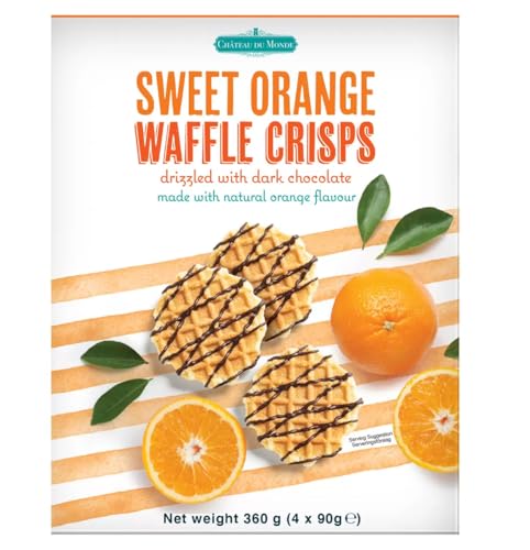 ChateuDu Monde Sweet Orange Waffle Crisps, 4 x 90g - Dunkle Schokolade - Natürliches Orangen-Flavou - Idealer Snack | NAEM von NAEM