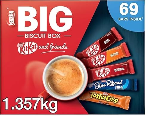 Kitkat and Friends Große Keksbox, 69 x Schokoladenkeksriegel, KitKat, Blue Riband, Toffee Crisp, Schokoladenbox, 1,357 kg von NAEM