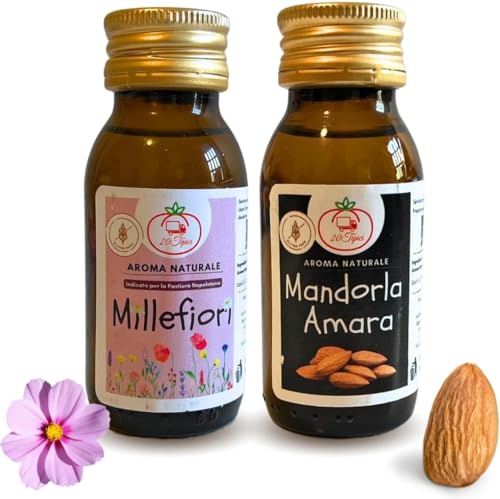 Natürliches Millefiori Würze für Desserts 60 ml + Bittermandel Würze für Desserts 60 ml - Ideal für neapolitanische Pastiera Ostern 2024 von NARAMAKI