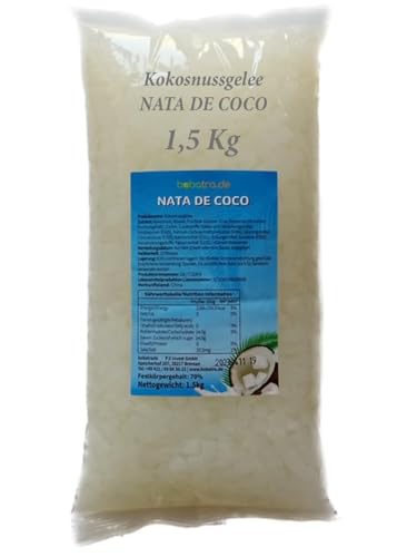 bobatra.de - Nata de Coco Kokosgelee 1,5 Kg Beutel | MHD: 08.25 | Topping für Bubble Tea | Eis | Cocktails | Getränke von NATUR2GO