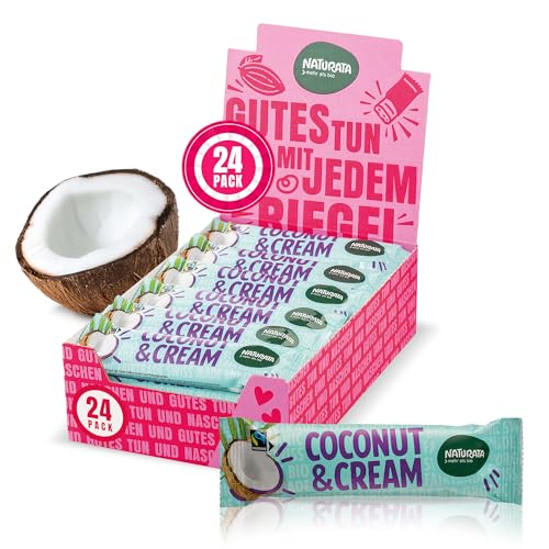 Naturata Bio Coconut & Cream Schoko-Riegel 24 x 33g | Veganer Schokolade-Riegel mit cremiger Kokosfüllung | Fairtrade & Glutenfrei | Hergestellt in der Schweiz | Vorratspack von Naturata